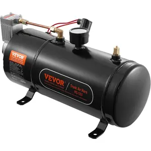 VEVOR 12V Air Compressor with 1.6 Gallon Tank, Train Horn Compressor, 120 psi Working Pressure, Inflating Tires, Air MattressesVEVOR Super Brand Day