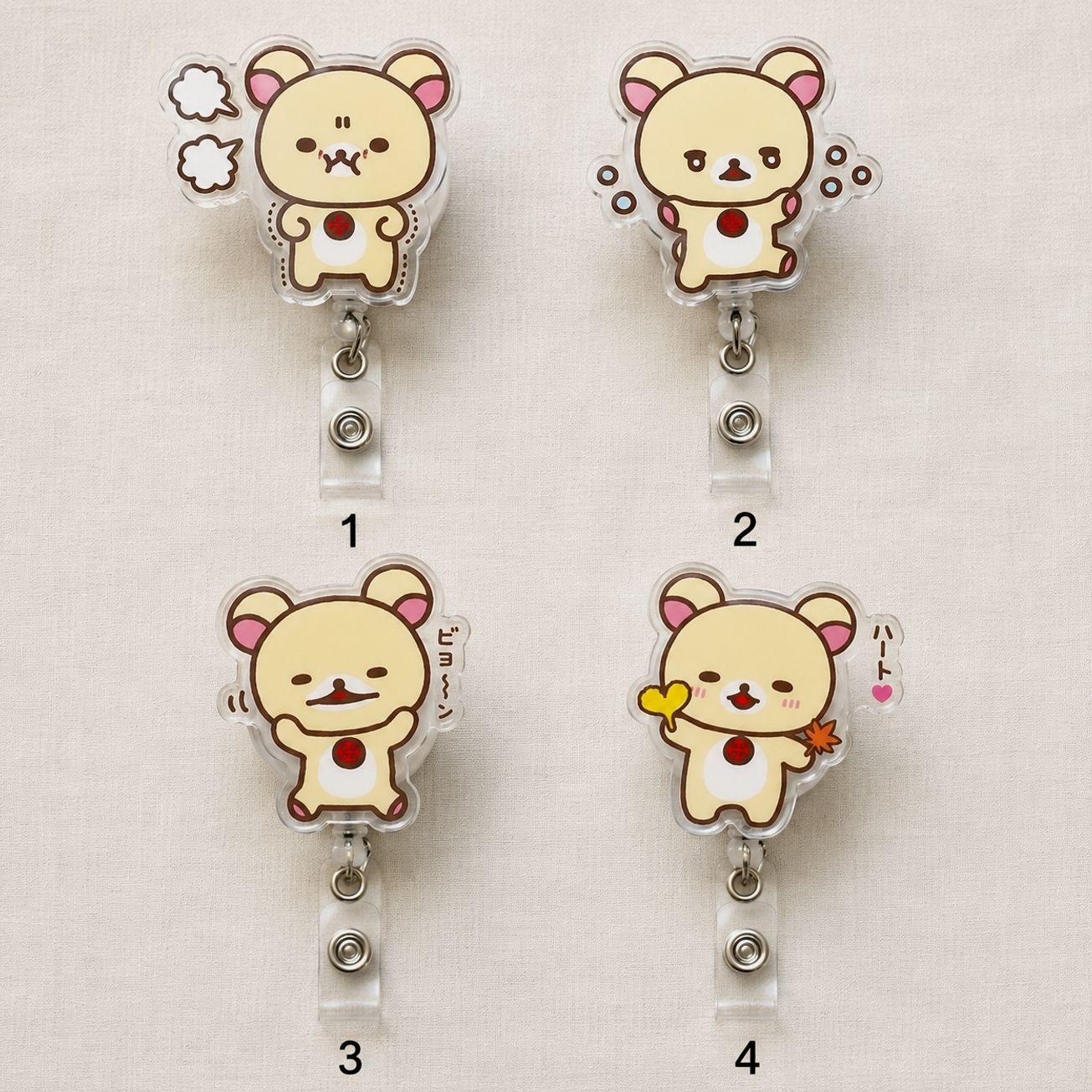 Vintage Cute Kawaii Anime Bear Cartoon Acrylic Retractable Badge Reel ID Card Holder Clip Nurse Teacher RN Work Office