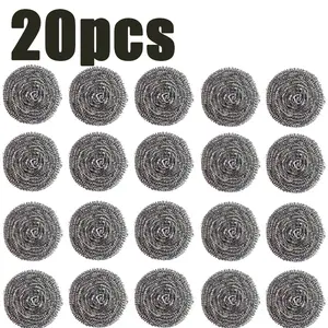 20pcs   Scrubbers, Scouring Pads for Cleaning Tough Baked-On Messes, Metal Scrubbers for Cleaning Dishes, Stainless Steel