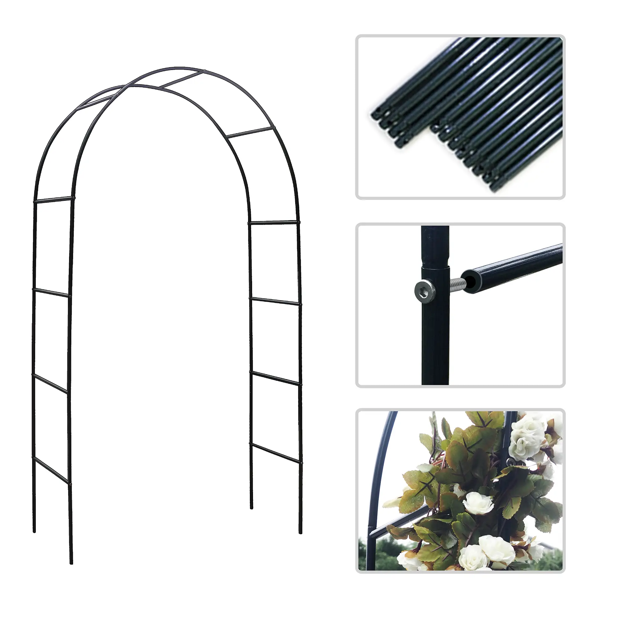 Garden Metal Arch, Outdoor Flower Garden Arch Trellis, Durable Steel Garden Arbo...
