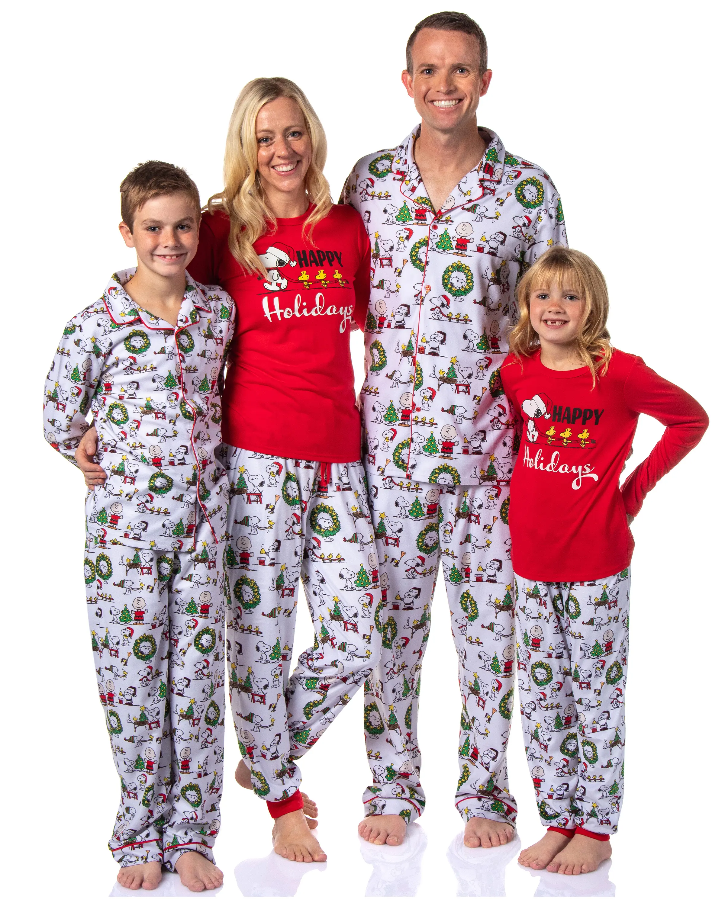PJammy Peanuts Officially Licensed Family Pajama Set, Christmas Charlie Brown & Snoopy Print 2-Piece Soft Polyester Clothes, Shirt, Long Sleeve