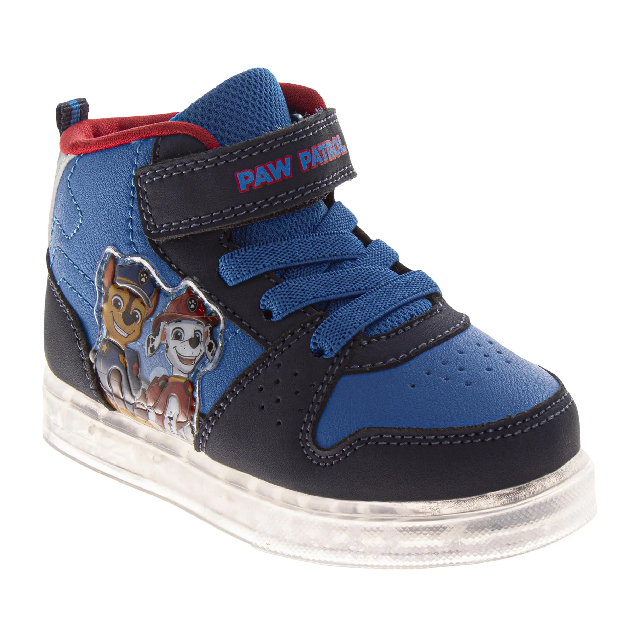 Josmo Boys' Casual High-Top LED Trainer Sneakers - PAW Patrol Design with Marshall, Chase Lights, Size 8 (Ages 8-12, Little Kid)