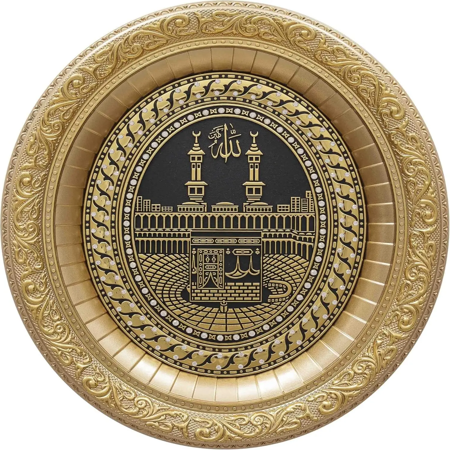 Muslim Kaaba Plastic Wall Art Frame - 32x37 cm (12.5x14.5 in) Islam Religious Decor, Living Room Ornament, Muslim Home Gift, Masjid Al Haram Themed Housewarming Decor, Home Office