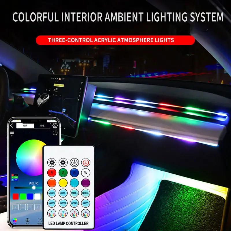 RAZEN Car Interior Ambient Light Kit - Bluetooth APP Control, Waterproof, Easy Installation, DIY Customizable Neon Light Stripes for Automotive Decorative Lighting Assemblies, Car Accessories, Interior Car Accessories