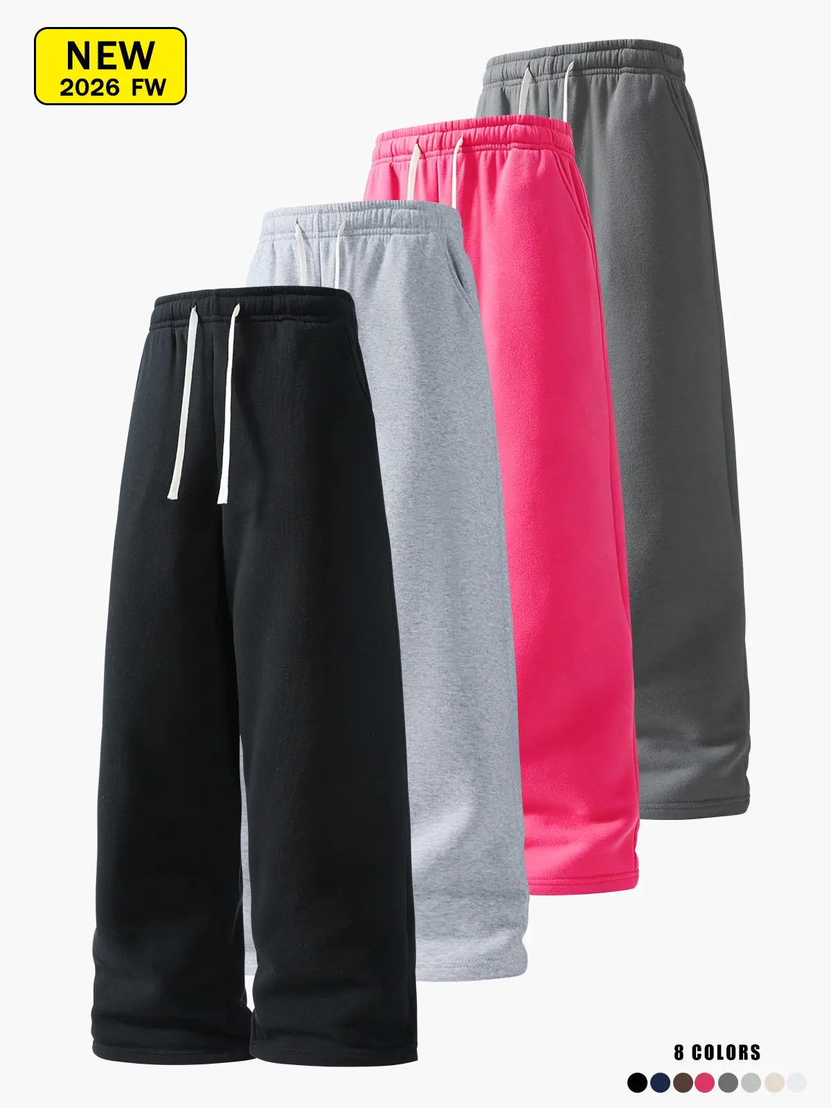 Men’s casual athletic long pants for spring and autumn, loose straight fit, versatile knit sweatpants