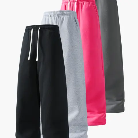 Men’s casual athletic long pants for spring and autumn, loose straight fit, versatile knit sweatpants