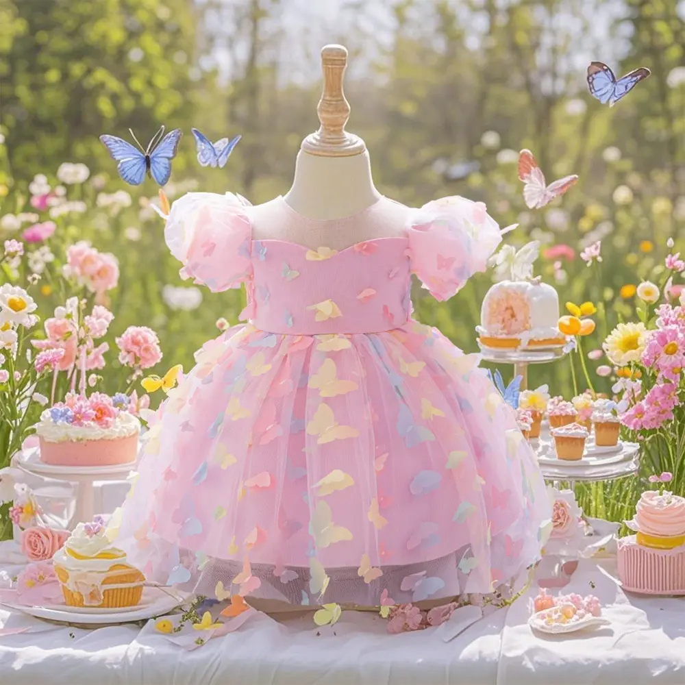 Girls' Fairytale Dream Butterfly Tulle A-line Suspender Fantasy Dress, Summer Colorful Cute Kids' Fashion Dress, Fantasy Dresses, Dresses