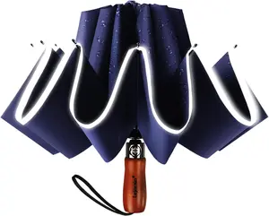 Golf Large Inverted Umbrella - Black Big Windproof Duty Upside Down 46/50/54 Inch Compact Reverse Car Folding Umbrella