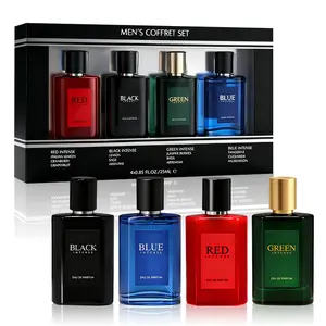 4-Piece Set, Men's Eau De Toilette Spray Gift Box, Long Lasting Fragrance, 4 Different Flavor, Perfect For Holiday Gifts, Dating, Daily Life, Parties, 0.85 Fl Oz/bottle Cologne Mini Perfumes Green
