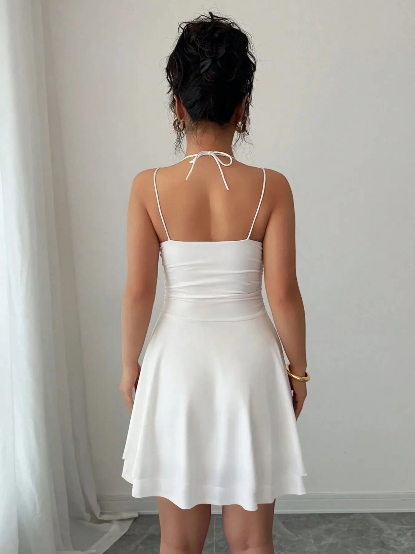 French Style Sexy Slim-Fitting Ruched Dress, Plain Color Backless Party Gown,  Perfect for Graduation Season, Women's Elegant Clothing, Chic - TikTok Shop