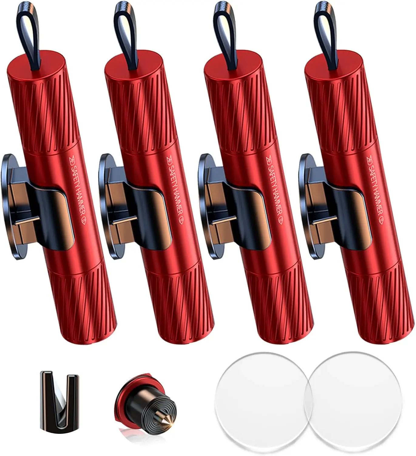 4 Pack Car Window Breaker and Seatbelt Cutter,Auto Rescue Tool,Safe Hammer Car Window Breaker for Land and Underwater,Window Breaker Tool for New Cars,Emergency Car Kit