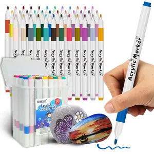 Tip Acrylic Paint Markers, Waterproof & Fade-Resistant, Quick Dry, NoBleed, Multi-Surface Art Pens for Rock Painting, Wood, Canvas, Glass, Fabric, Metal,Plastic, DIY Crafts, Scrapbooking, Art Supplies for Kids, Teens & Adults