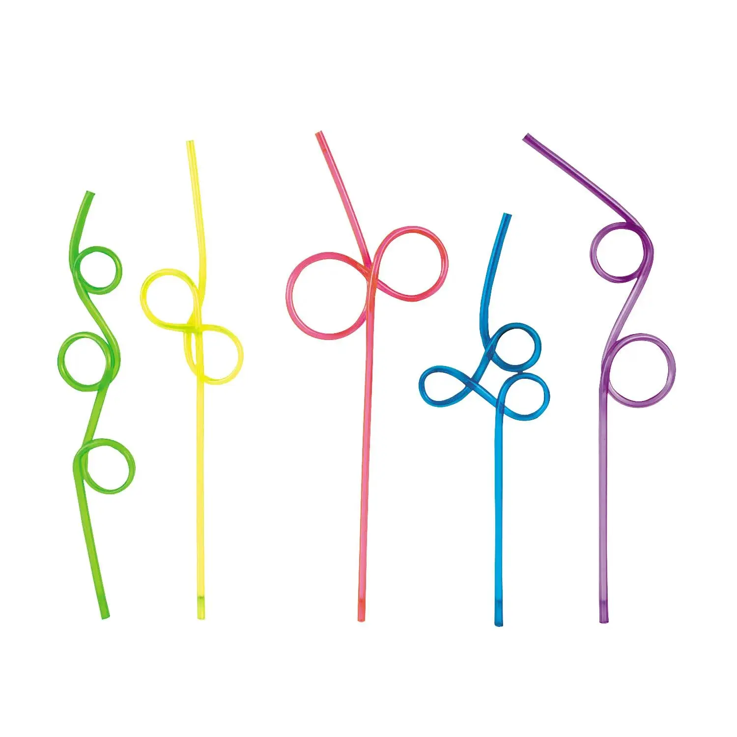 Neon Loop BPA-Free Plastic Straw Assortment - 36 Pc.
