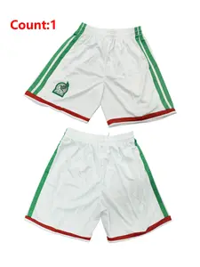 Mexican Football Pants Breathable Polyester Fiber Embroidered Letters Numbers Design Suitable for Training Casual Wear All Seasons Athletic Shorts
