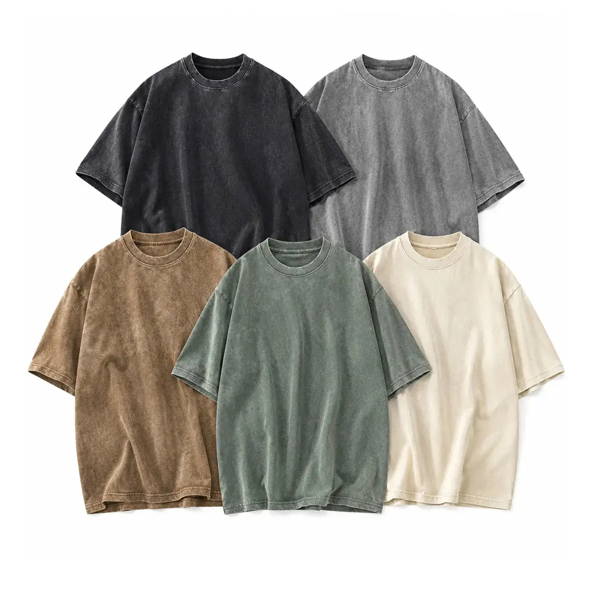 Oversized Tshirts Unisex Gym Vintage Heavyweight T Shirts Cotton Workout Acid Wash Baggy Tees