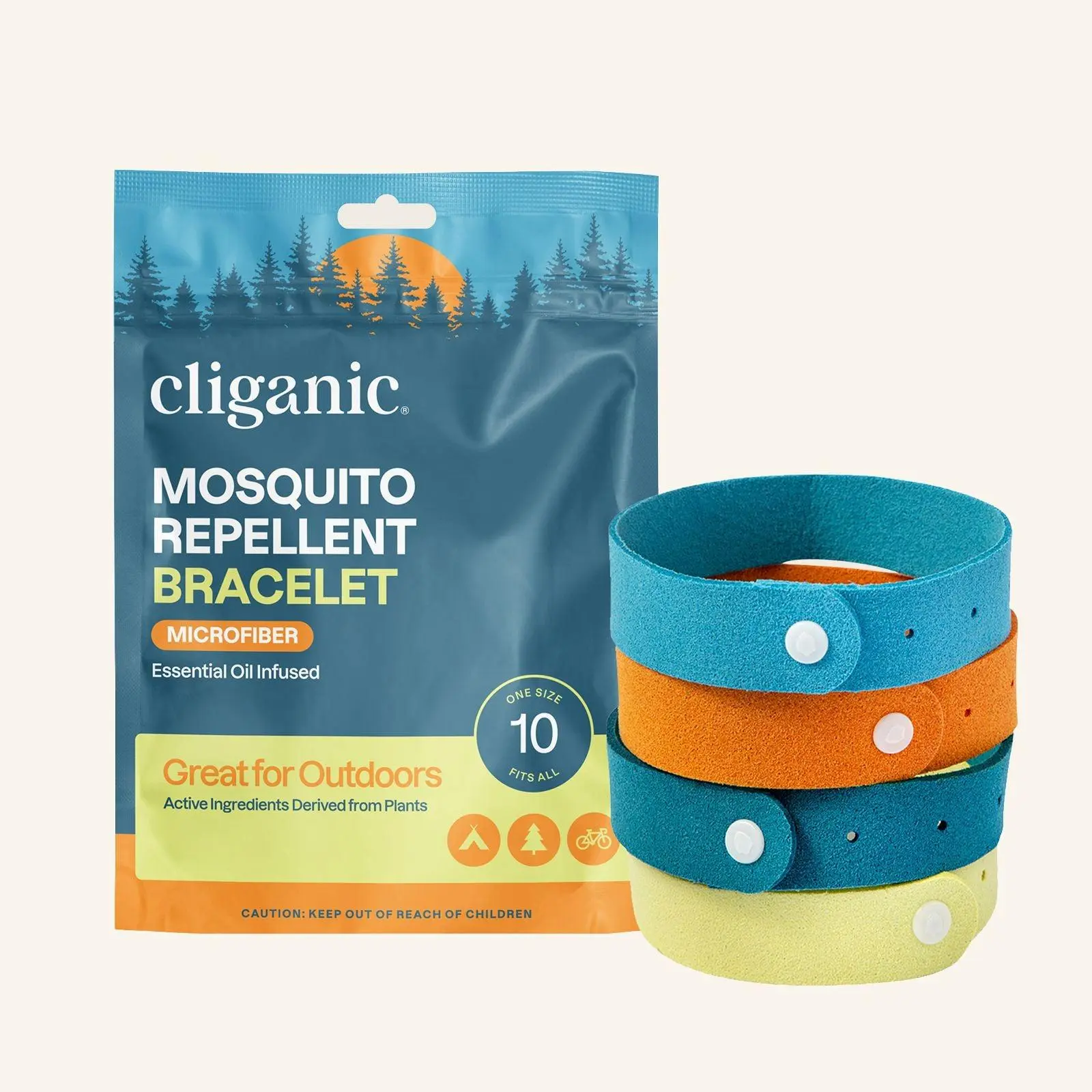 Cliganic Mosquito Repellent Microfiber Bracelets - for Adults and Kids, DEET Free Wristbands