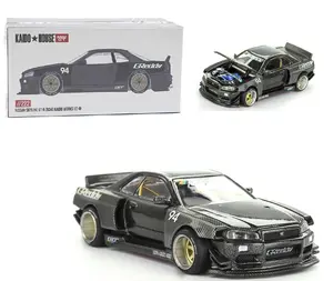 Kaido House X MIni GT 1:64 Nissan Skyline GT-R R34 Kaido Works GReddy V2 Black CARBON Diecast Model KHMG222-2C