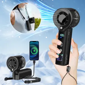 Hangfan portable fans USB Rechargeable Misting Fan 3000mAh, 100 Adjustable Speed Foldable Handheld Fan, LED Light Power Bank 2 in 1, Mini Personal Cooling Fan for Office Travel Concert Shopping