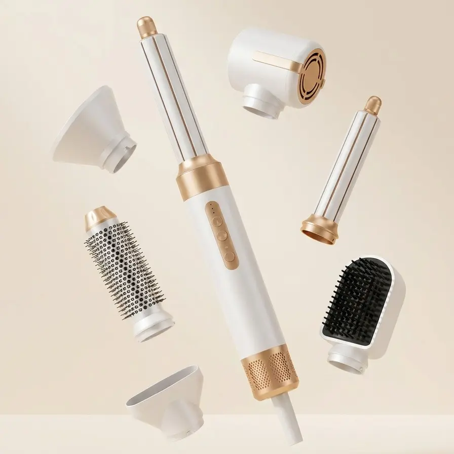 7-in-1 blow-dryer comb, hair dryer with diffuser, suitable for curly and tangled hair, professional ionic comb-style hair dryer, creates salon-quality styling, Shark Glossi model, party event supplies