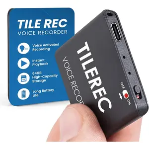 TileRec Voice-Activated Audio Recorder - 64GB Digital Dictaphone with Playback, USB-C, Metal Case - Portable Recorder for Meetings & Lectures