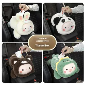 Cute Car Paper Towel Holder, Adjustable Armrest & Seat Back Mount, Dual-Function Napkin Box, Adorable Decorative Car Organizer, Tissue Holder