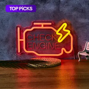 Check Engine Design Neon Light, USB Powered LED Neon Sign, Decorative Neon Light For Home Party Game Room, Garage, USB Powered Lamp, Indoor Light, Led Night Light