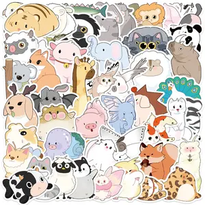 50 pieces of cartoon heterogeneous small animal series sticker sheets for decorating phone skateboard water bottle children's doodle stickers waterproof PVC sticker