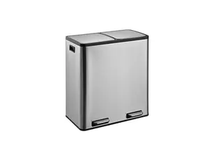 Jiallo JA963238 60L (30LX2) Stainless steel 2 compartments garbage and recycling bins with soft-close lids, satin finish and fingerprint proof
