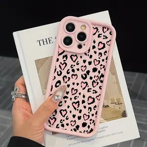 Pink Leopard Print High Bamboo Case for iPhone 17 Pro Max 16 16e 15 14 Plus 13 12 Mini 11 Air X XS Pattern Soft TPU Rubber Camera Protection Rugged Mobile Phone Cover Valentine's Day  Gift 2D printing