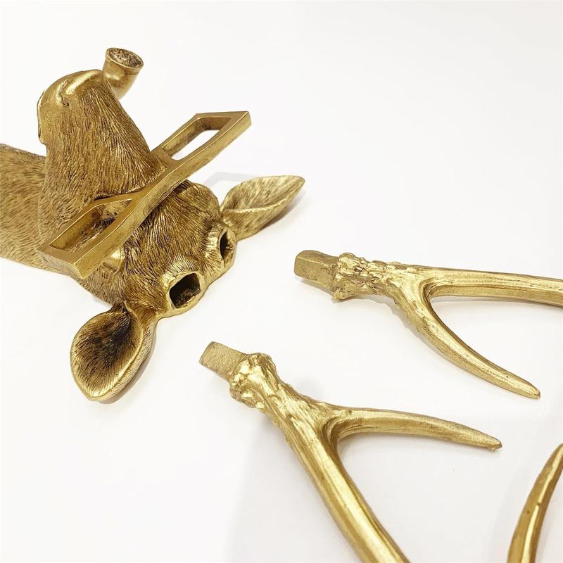 Animal Heads Wall Decor, Faux Deer Head Mount, Animal Sculptures Wall Decor, Resin Animal Head Wall Hanging Decoration for Living Room Bedroom Kitchen Gift,Deer