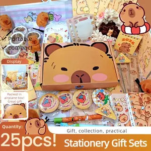 25-Piece Capybara Party Gift Box Set, Includes Stickers, Pens, Notebooks, Hair Clips, Perfect School Reward, Ideal for Women, Back-To-School & Graduation