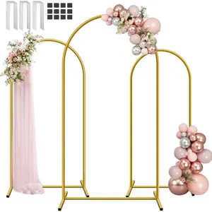 Arch Backdrop Stand, 7.2FT+6.6FT+6FT Wedding for Backdrop, Gold Background Arch Stands Set of 3, Flower Frame for Birthday, Baby Shower, Graduation, Décor