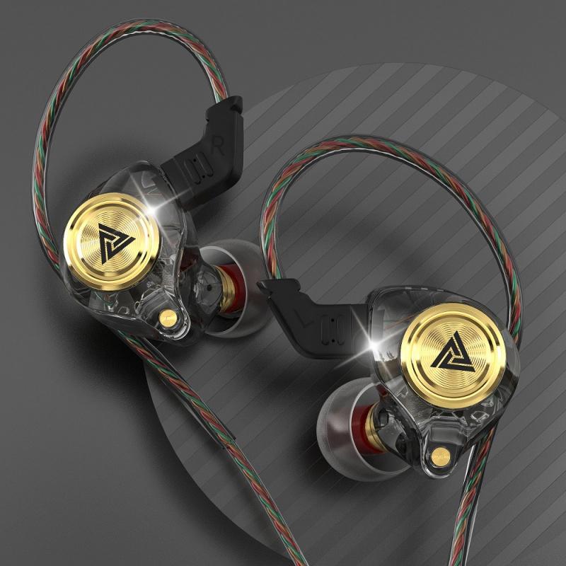 Wired Gaming Earbuds, QKZ Ak3 in Ear Monitors with MIC, Deep Bass Sound Wired Earbuds, HiFi in Ear Headphones with 1DD 3.5mm Dynamic Driver, IEM for Music Gaming Video Calling (Black/Clear/Purple/Green)