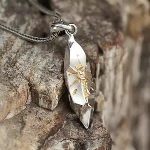 Wishing Stone Necklace Good Luck Fashion Retro Personality Men and Women Mel Color Block Titanium Steel Pendant Men's Hip Hop Sweater Chain Accessories