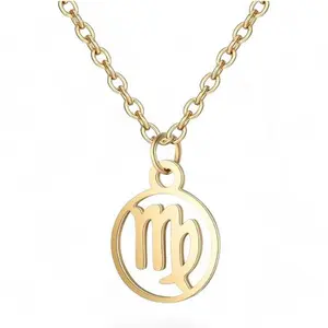 Stainless Steel Astrology Constellation Zodiac Sign Pendant Necklace - Virgo woman non