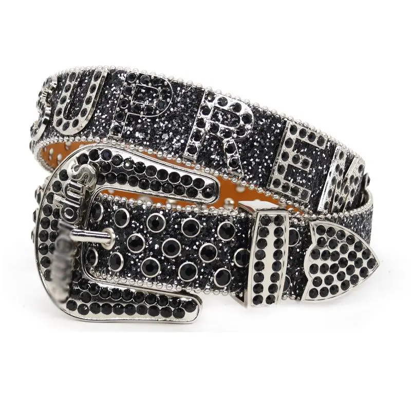 Hip-hop Y2k Rhinestone Belt, Men And Women Genuine Leather Belt, Fashion Punk Personality Street Trend Belt, Jeans Belt