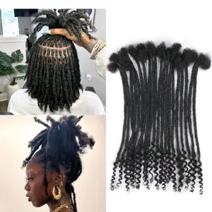 (unisex) 10 inch 30 Strands Loc Extensions Human Hair Curly Ends 0.4cm Width Dreadlock Extensions ，100% Permanent Human Hair Dreads Natural Black Locs women/men
