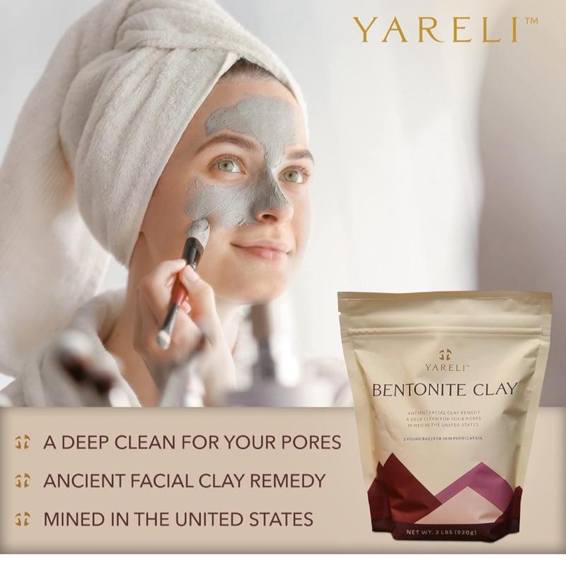 Bentonite Clay Powder Facial Mask & Detox Bath, Also Known as Indian Healing Clay for Deep Pore Cleansing, 2lb (32oz) Skincare Skin Repair