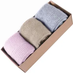 3 Pairs Wool and Cashmere Women's Warm Socks, Daily Wear Casual Comfort Breathable Warm Women's Socks, Thick Minimalist Basic Women's Calf Socks