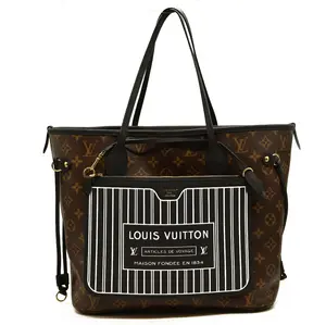 Pre-owned Louis Vuitton canvas Shoulder Bags $3100 Monogram Calfskin Neo Neverfull Inside Out MM Black