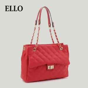 Shirley Women's Quilted Chain Crossbody Tote Bag – Affordable Vegan Leather, Classic Flap Shoulder Bag for School and Work – Stylish Everyday Tote, Perfect Gift for Women in Multiple Colors