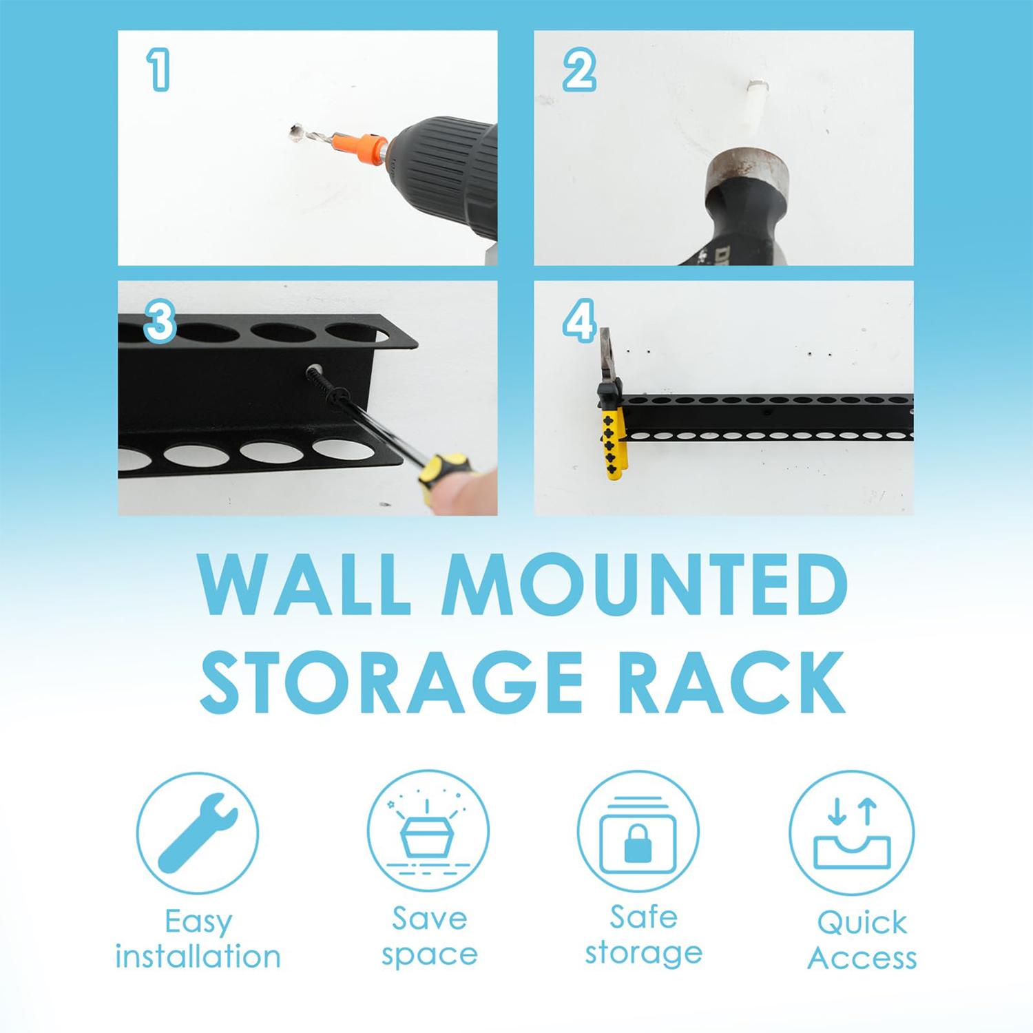 2 Pack Screw Driver Holder Wall Mount,Screwdriver Organizer, Metal Plier Organizer Wall Mount, Screwdriver Garage Tool Storage Rack for Garage Workshop Workbench Edge Tool Chest Cart