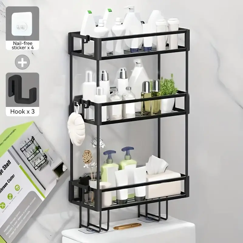 Bathroom Toilet Storage Rack, Multifunctional Storage Shelf, Space-saving Bathroom Storage Rack for Toiletries, Home Organizer, Bathroom Organizer Supplies, Bathroom Organizing Accessories