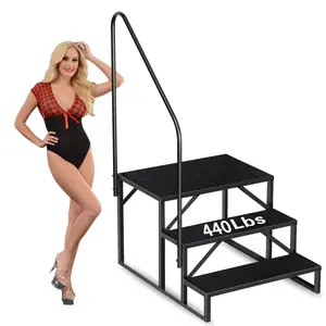 Swimming Pool Ladder Above Ground Pools,3 Step Stool Ladder with Handrails, 440 lb Capacity SPA Steps, Heavy Duty Hot Tub Steps for Home Outdoor, Stairs Deck(1 Pcs)