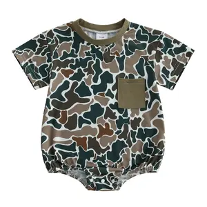 Newborn Baby Boy Clothes Short Sleeve Romper Camouflage Bodysuit  Summer Playsuit Outfits