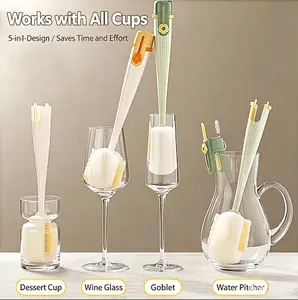 5-in-1 Multifunctional Cleaning Brush Set - Bottle, Straw & Cup Cleaner with Sponge & Crevice Brush