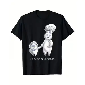 Men's Funny "Son of a Biscuit" Chef Cookie Graphic T-Shirt - 100% Cotton Crew Neck Short Sleeve Tee