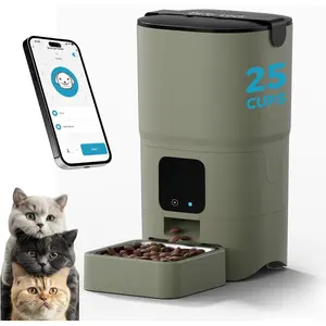 Pipi Feeding Automatic Cat Food Dispenser Upgraded Version, Smart Cat Food Dispenser 6 Liters - APP/Alexa Control, Dual Power Supply, Anti-Chewing Line, Stainless Steel Bowl, Anti-Chewing Design Suitable for Cats and Small to Medium Dogs (Green)
