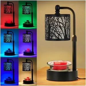 Tree ﻿ Candle Warmer Lamp, LED Colors Changing Candle Warmer with Adjustable Height, Timer, Bedroom Living Room Home Decor Wax Melting Warmer for Jar Candles (Black)