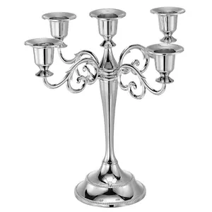 Unique Bargains Home Decor Wedding Birthday Party 5 Arm Metal Candelabra Silver